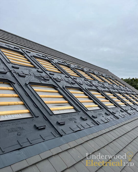Components & Fixings ready for Solar PV Install on Roof | Underwood Electrical Ltd